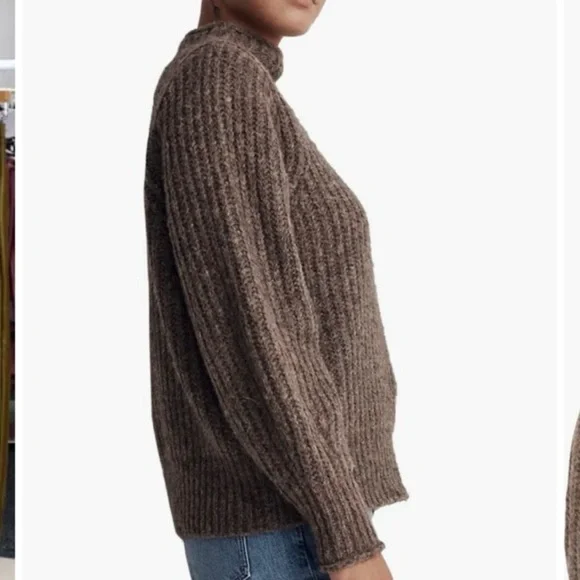 Madewell Loretto Funnel Neck Sweater in Heather Otter - Picture 2 of 16